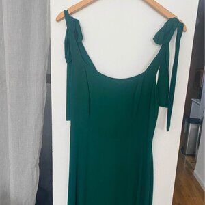 Reformation Twilight Dress in Emerald Green Midi Tie Straps